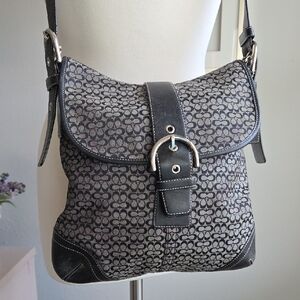 COACH Black Soho Signature Jacquard Canvas Crossbody Bag